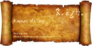 Kapus Éva névjegykártya